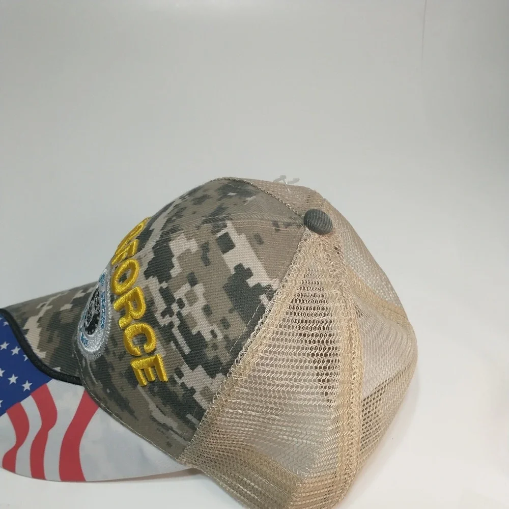 US Air Force Digital Camo Trucker Hat American Flag Mesh Snapback Cap Mens OSFA